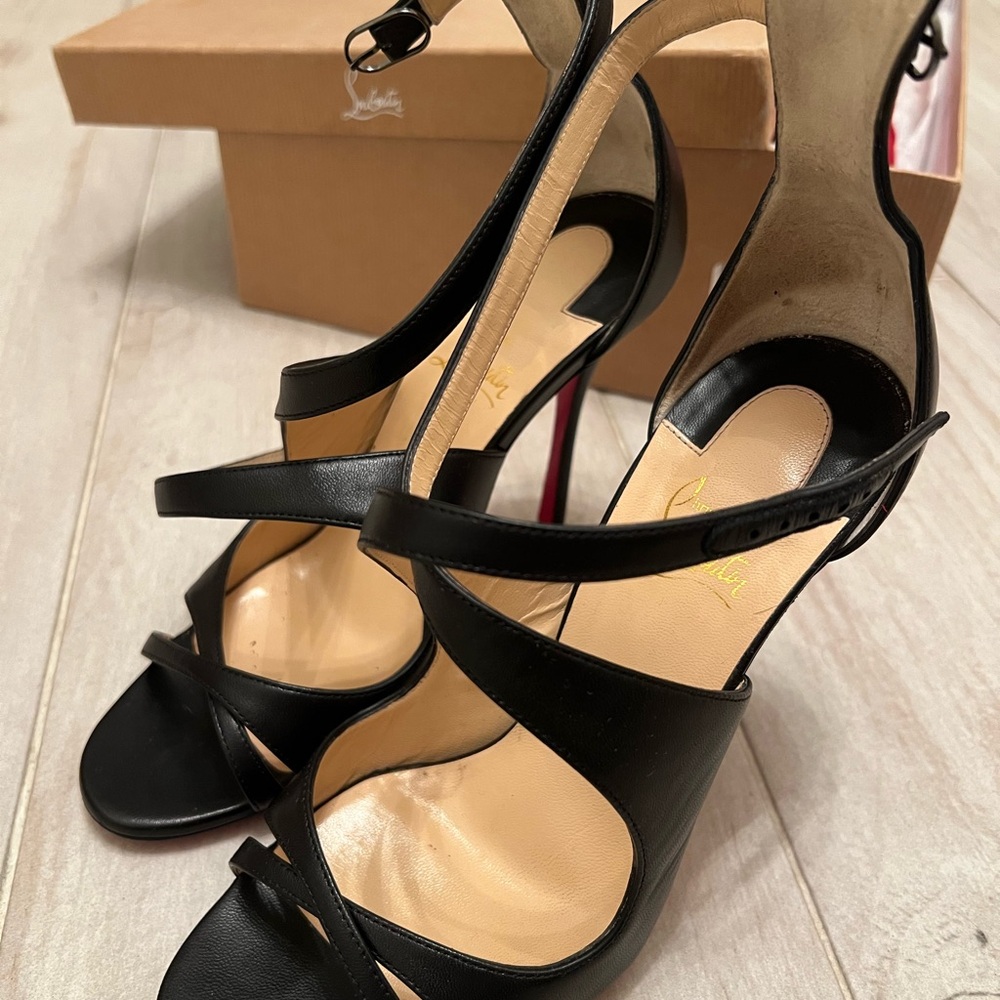 Black Christian Louboutin Women's Heels Malefissima Crisscross 100mm